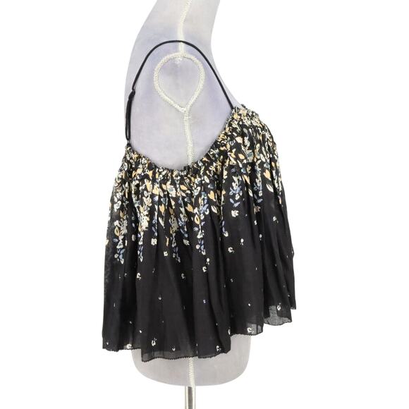Intimately Free People Top Womens Small Black Floral Babydoll Blouse All Cotton - Picture 5 of 13